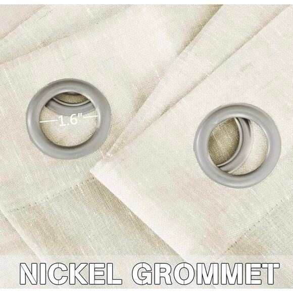 New Set of 2 H.VERSAILTEX Ivory Linen Nickel Grommet Curtain Panels - 52x54 - Picture 3 of 8